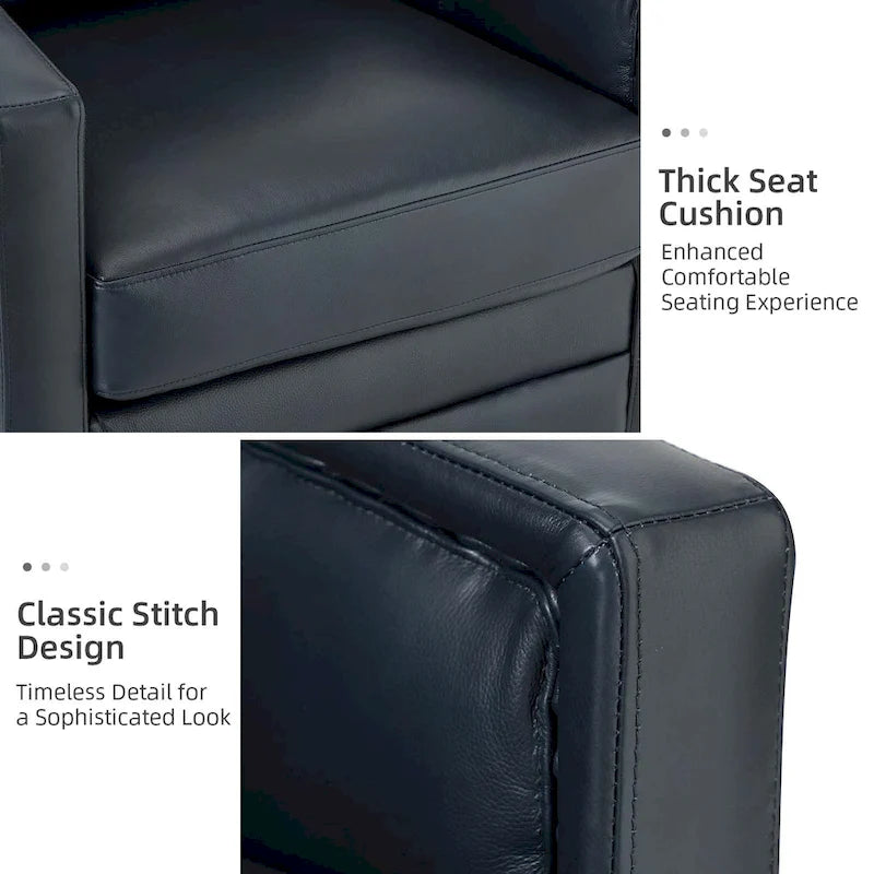 28.74 Wide Genuine Leather Swivel Chair with Arms