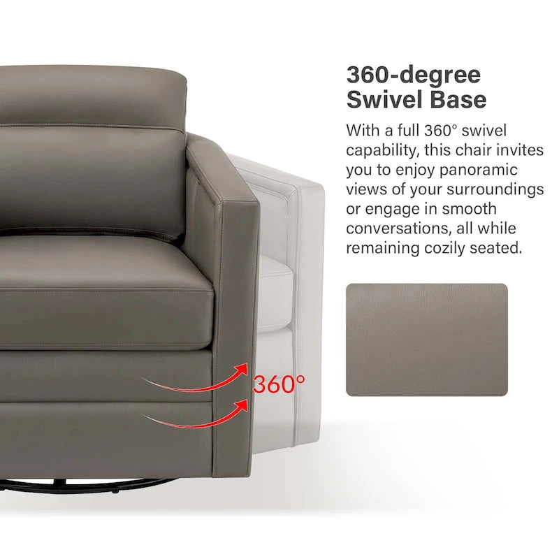 28.74 Wide Genuine Leather Swivel Chair with Arms
