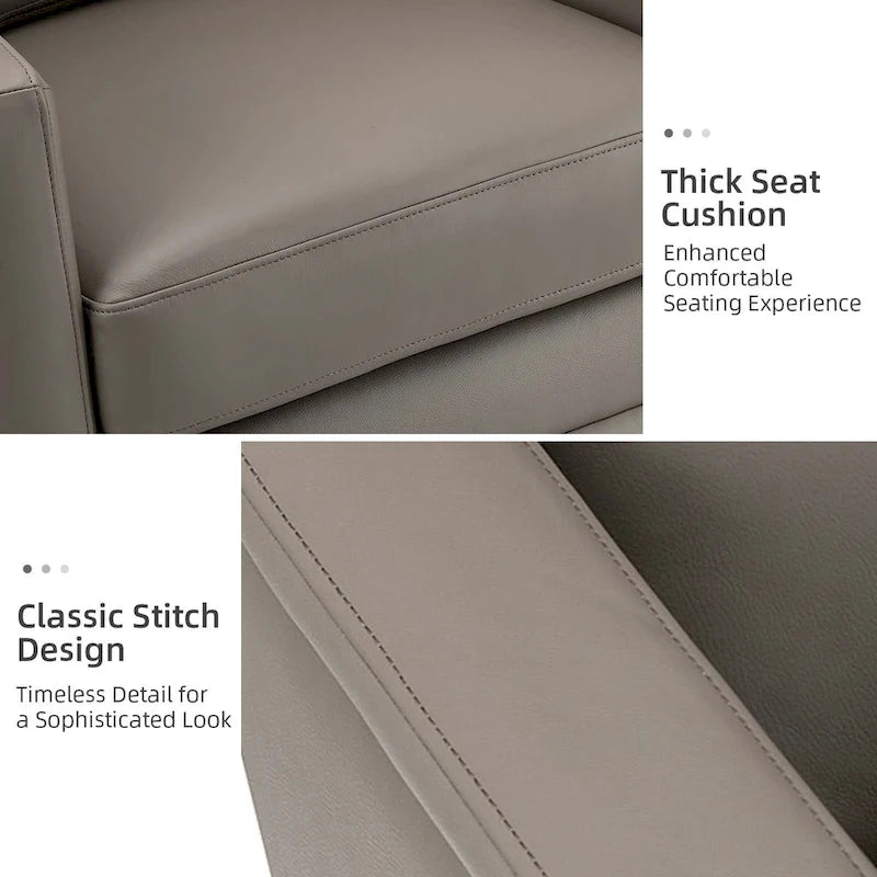 28.74 Wide Genuine Leather Swivel Chair with Arms