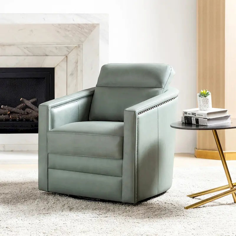 28.74 Wide Genuine Leather Swivel Chair with Arms