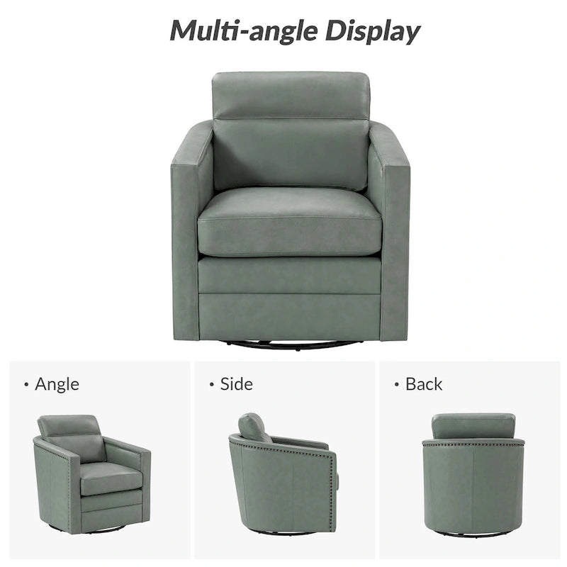 28.74 Wide Genuine Leather Swivel Chair with Arms