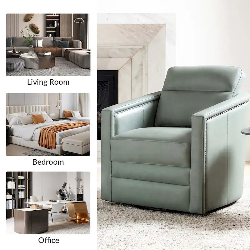 28.74 Wide Genuine Leather Swivel Chair with Arms