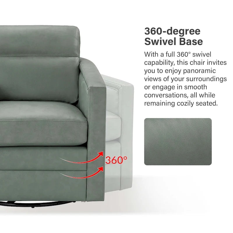 28.74 Wide Genuine Leather Swivel Chair with Arms