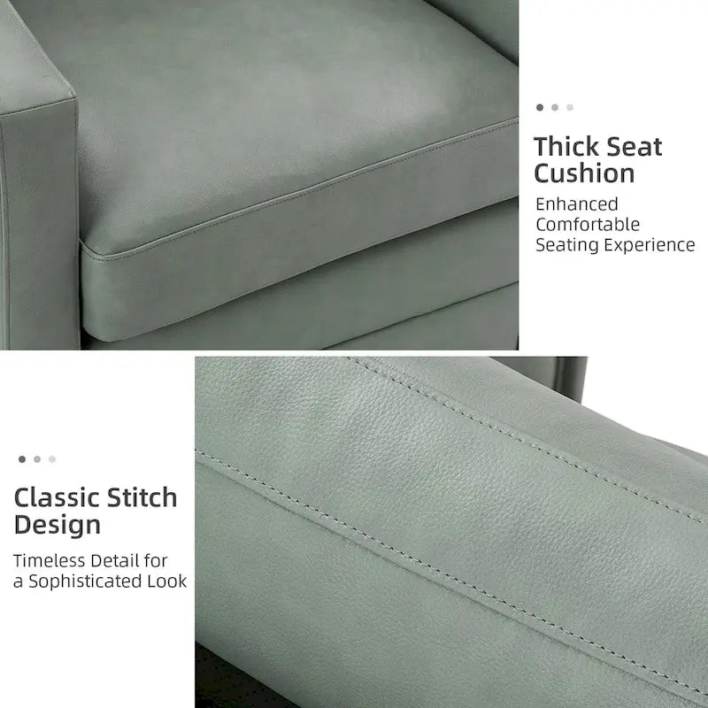28.74 Wide Genuine Leather Swivel Chair with Arms
