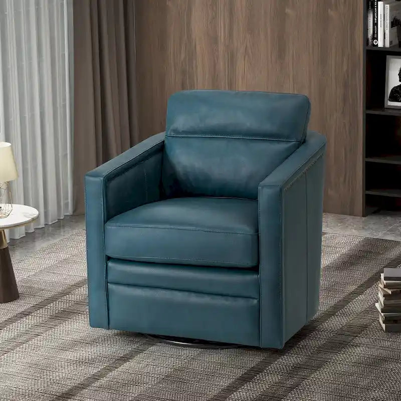 28.74 Wide Genuine Leather Swivel Chair with Arms