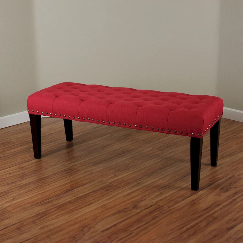 49-inch Linen Upholstered Tufted Transitional Bench