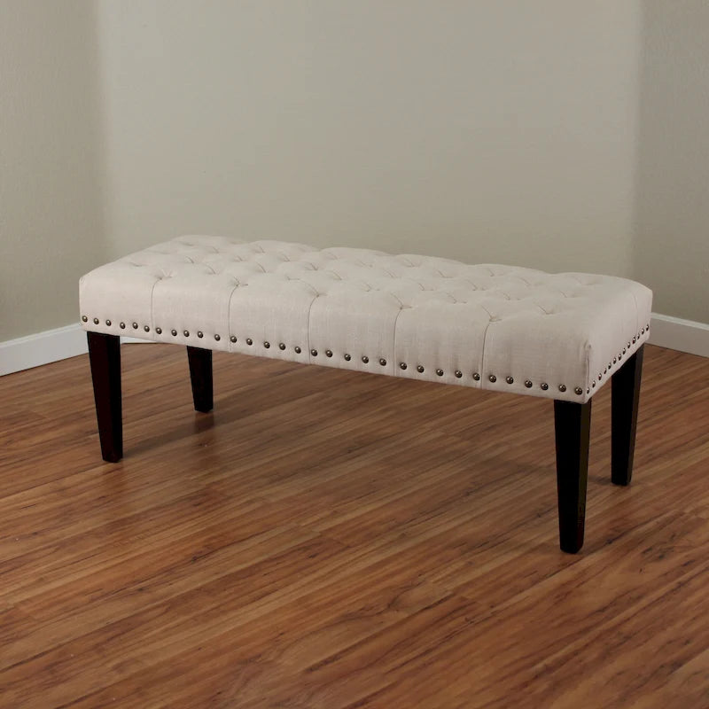 49-inch Linen Upholstered Tufted Transitional Bench