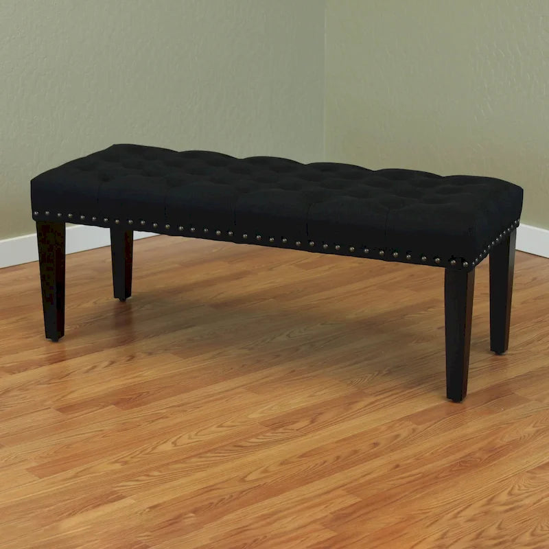 49-inch Linen Upholstered Tufted Transitional Bench