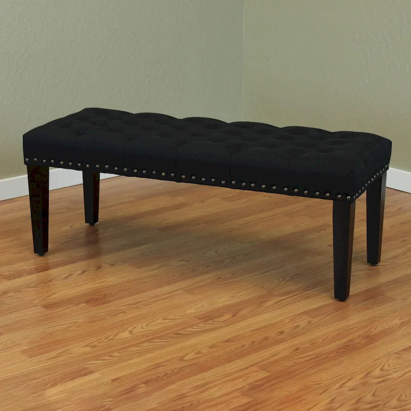 49-inch Linen Upholstered Tufted Transitional Bench