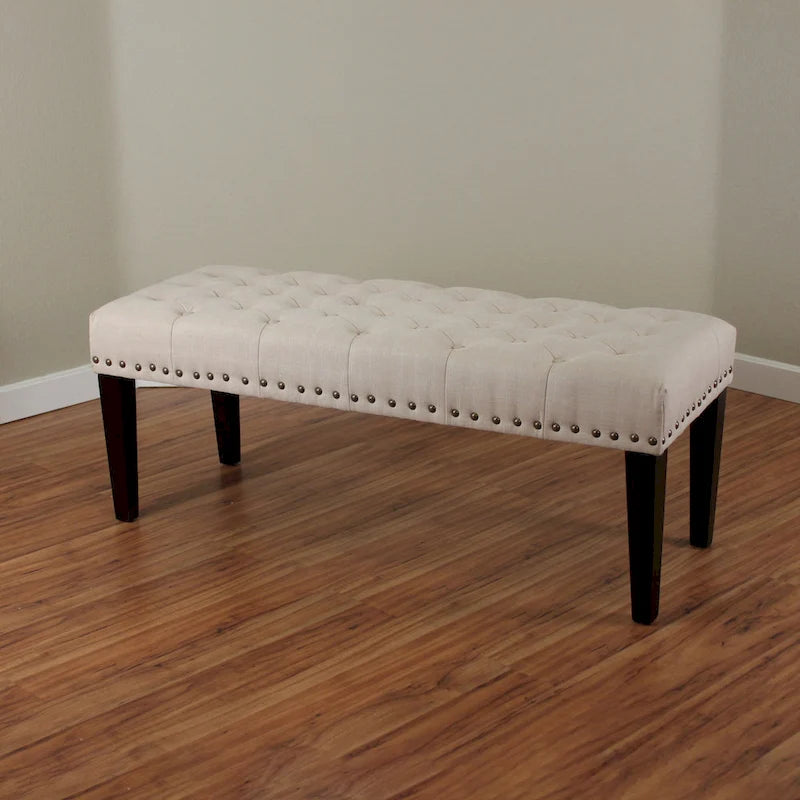 49-inch Linen Upholstered Tufted Transitional Bench