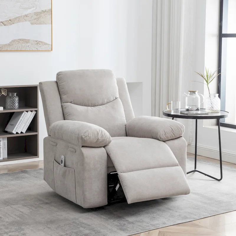 Velvet Adjustable Massage Function Power Recliner Chair with Heating System