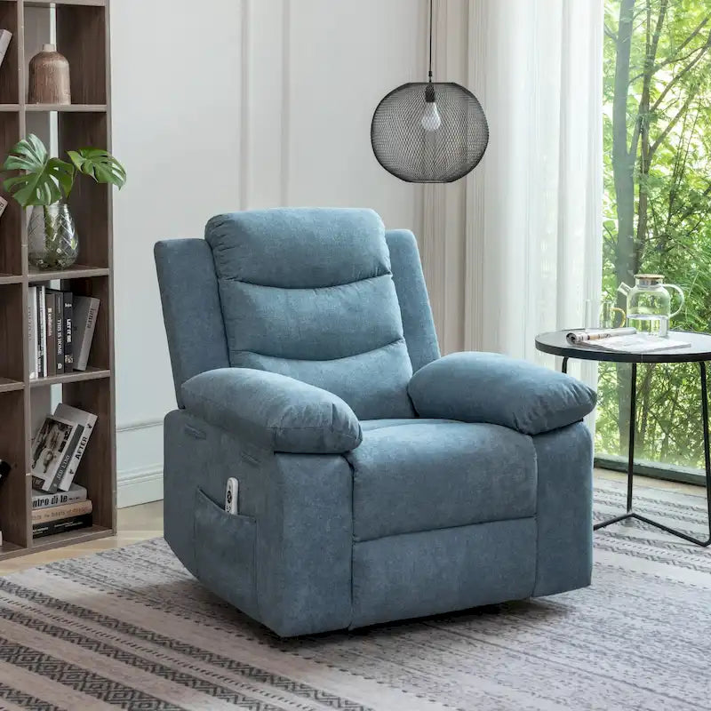 Velvet Adjustable Massage Function Power Recliner Chair with Heating System