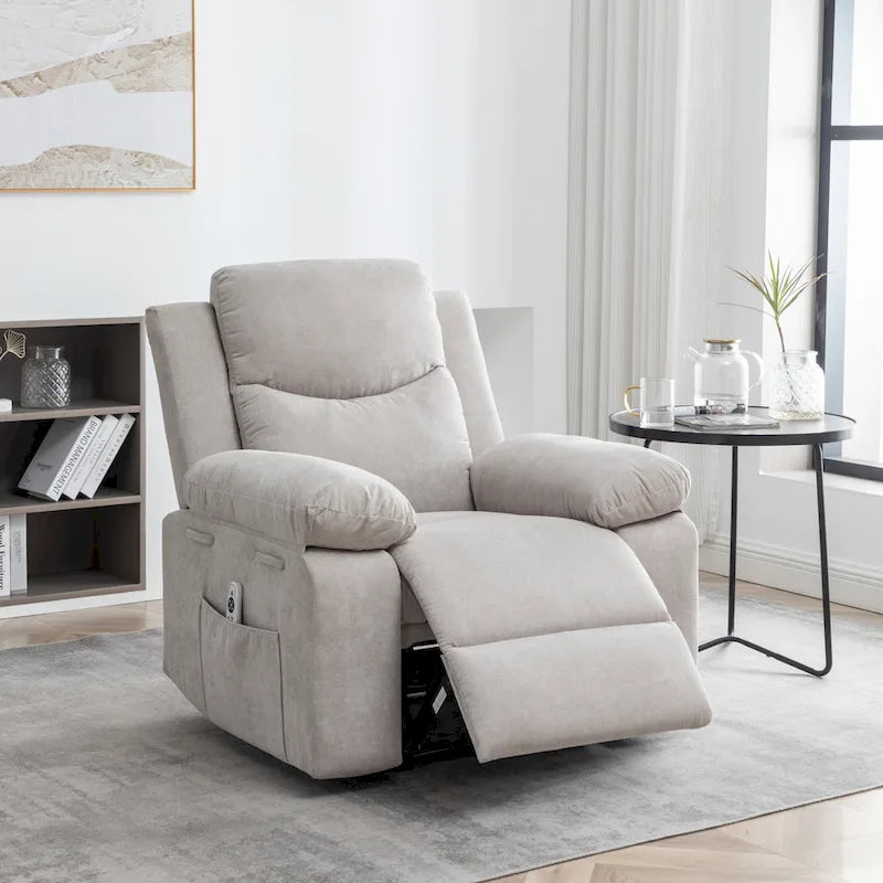 Velvet Adjustable Massage Function Power Recliner Chair with Heating System