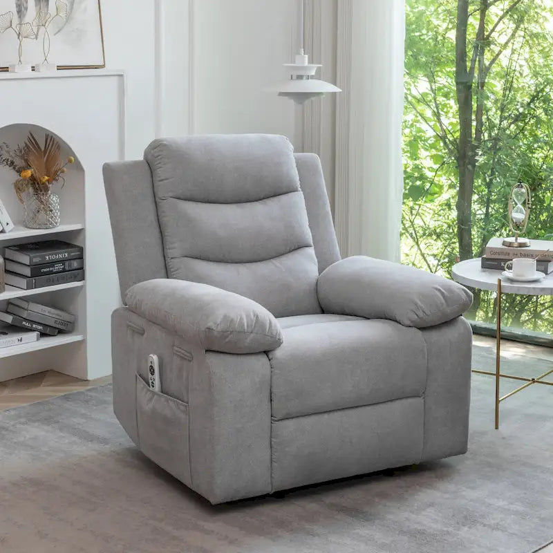 Velvet Adjustable Massage Function Power Recliner Chair with Heating System
