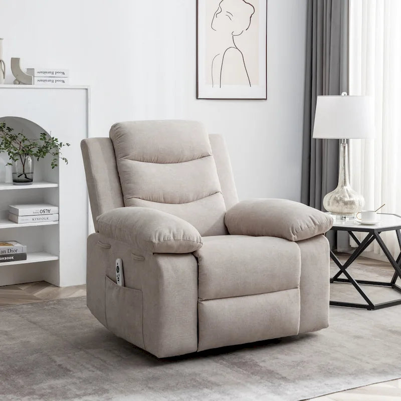 Velvet Adjustable Massage Function Power Recliner Chair with Heating System