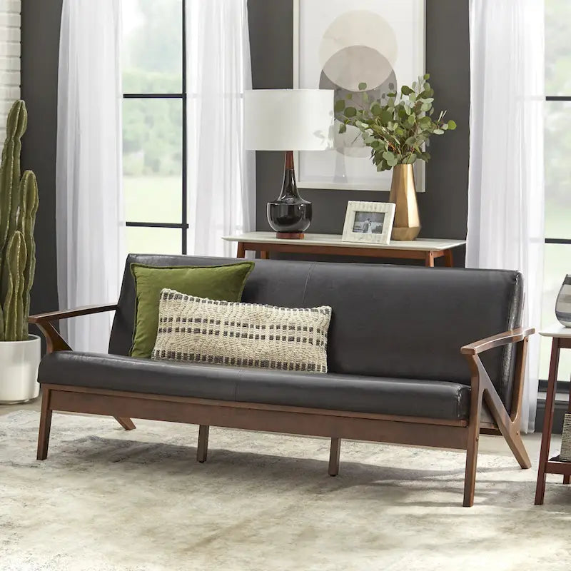 Mid-Century Solid Wood Sofa