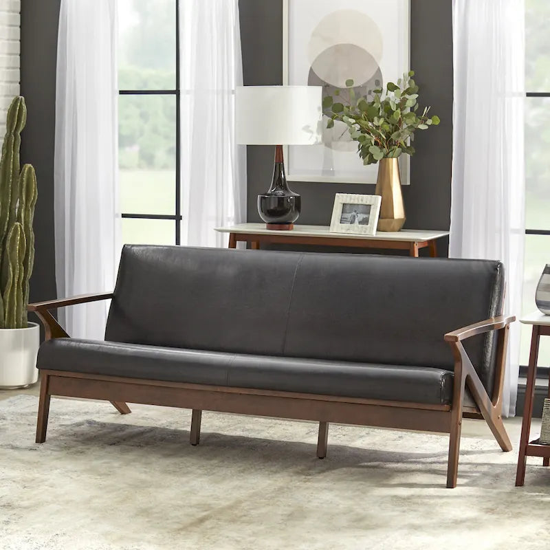 Mid-Century Solid Wood Sofa