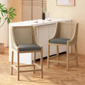 Fabric Upholstered Wood and Cane 25.5-Inch Counter Stools (Set of 2)
