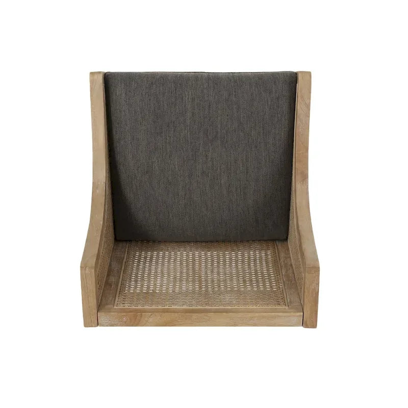 Fabric Upholstered Wood and Cane 25.5-Inch Counter Stools (Set of 2)