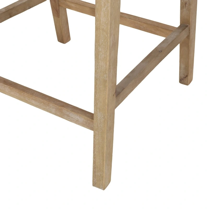 Fabric Upholstered Wood and Cane 25.5-Inch Counter Stools (Set of 2)