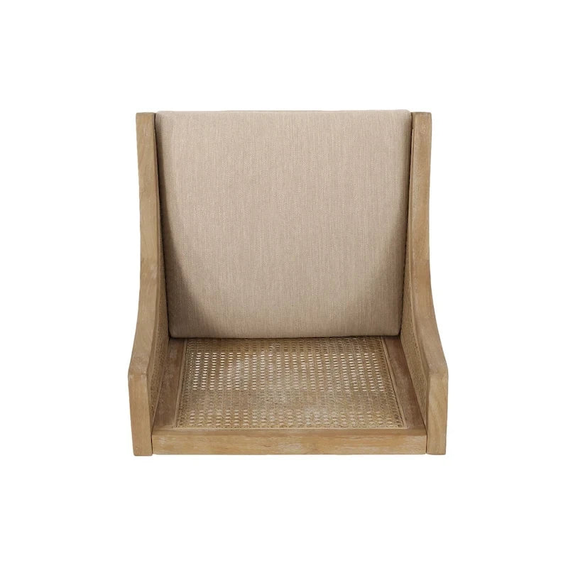 Fabric Upholstered Wood and Cane 25.5-Inch Counter Stools (Set of 2)