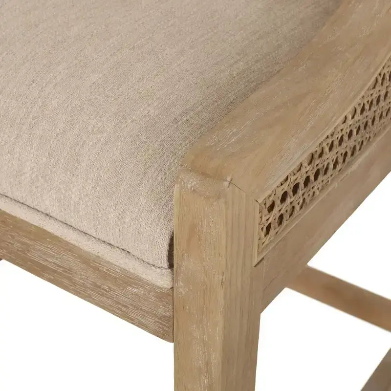 Fabric Upholstered Wood and Cane 25.5-Inch Counter Stools (Set of 2)