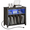 Large Record Player Stand with Power Outlets and LED Lights Turntable Stand