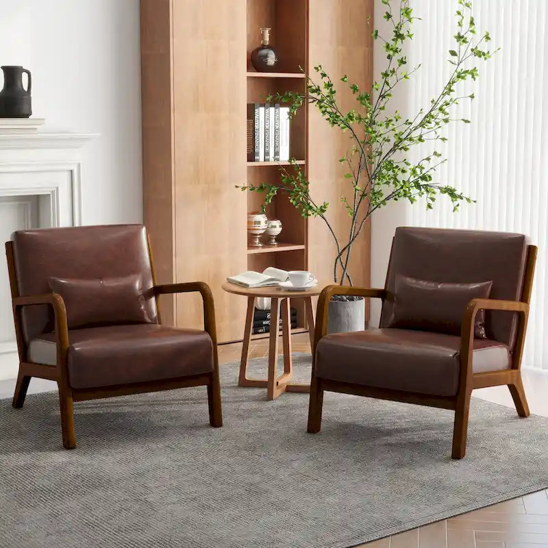Upholstered Armchair Accent Chairs with Pillows Set of 2