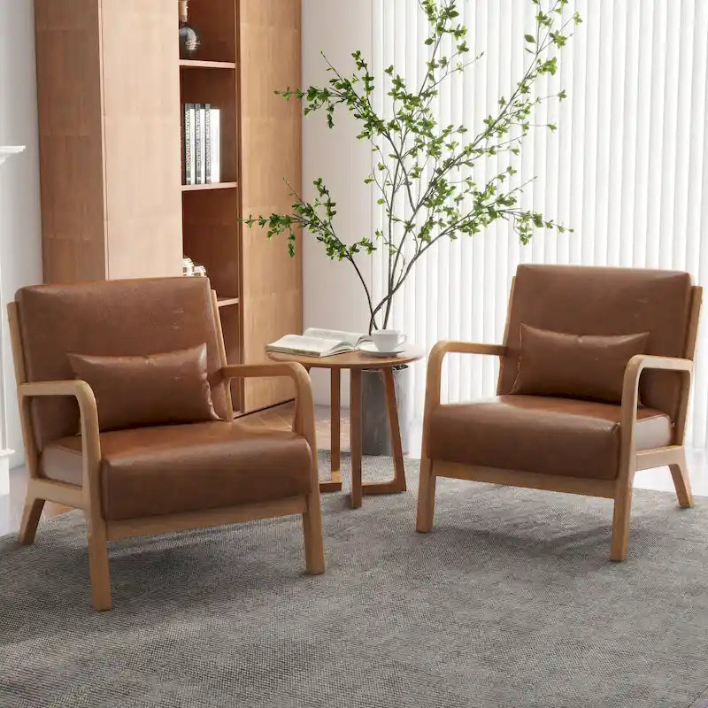 Upholstered Armchair Accent Chairs with Pillows Set of 2
