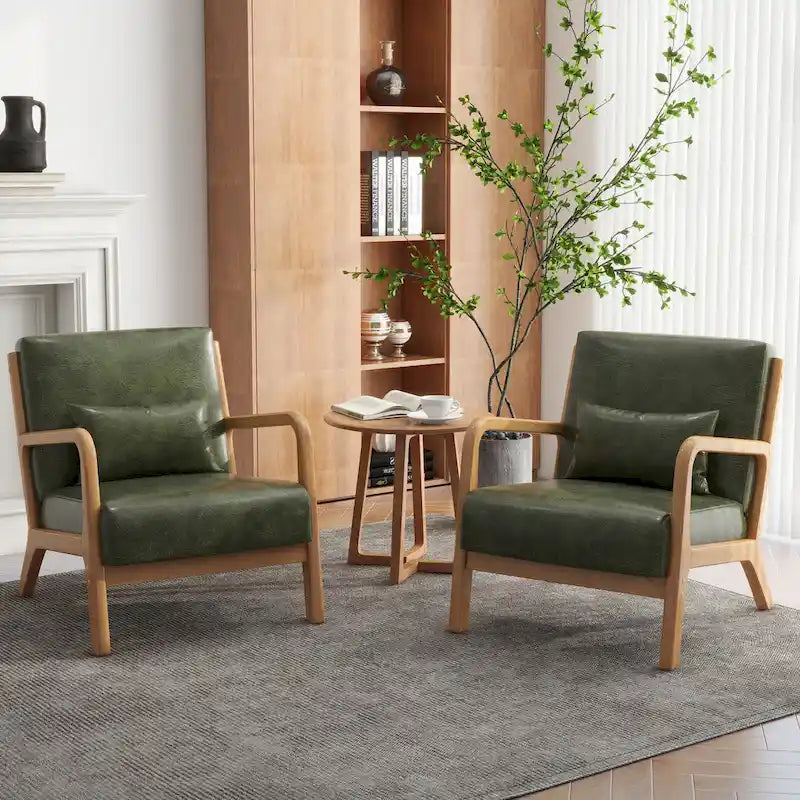 Upholstered Armchair Accent Chairs with Pillows Set of 2