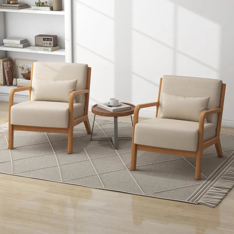 Upholstered Armchair Accent Chairs with Pillows Set of 2