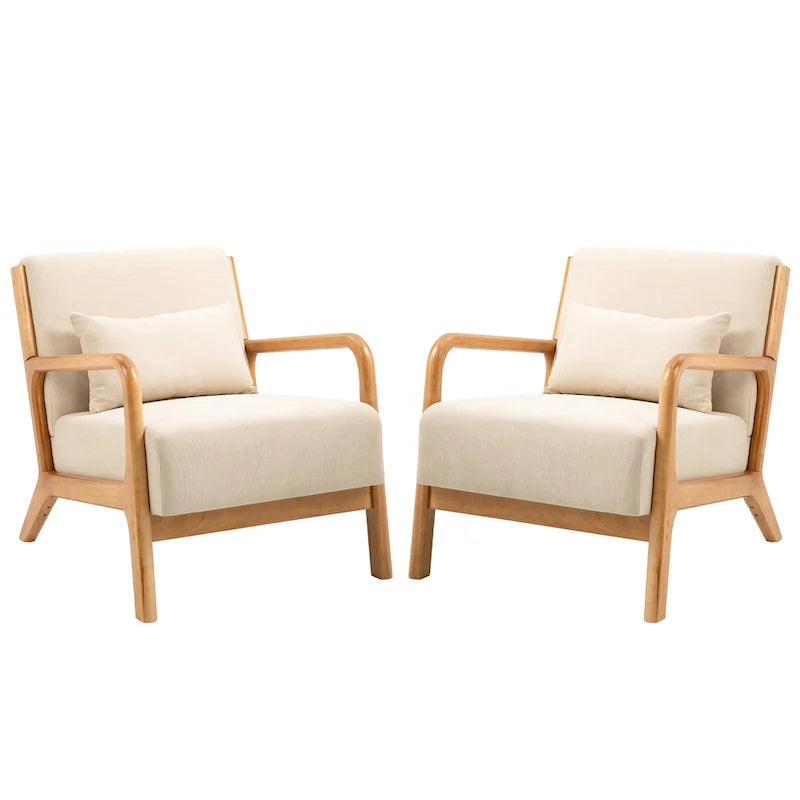 Upholstered Armchair Accent Chairs with Pillows Set of 2