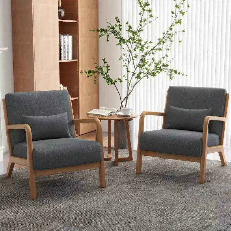 Upholstered Armchair Accent Chairs with Pillows Set of 2