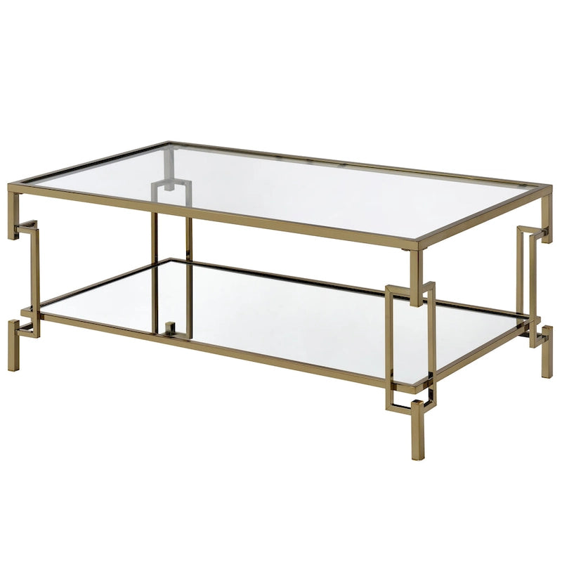 43-inch Glass Top 1-Shelf Coffee Table