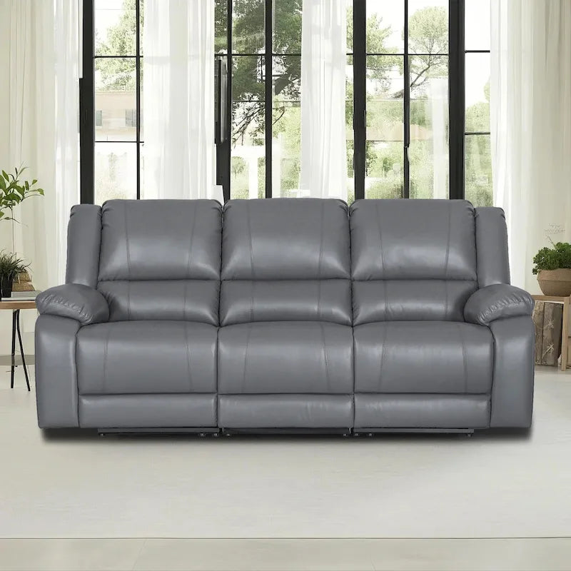 82 Width Modern Contemporary Faux Leather Manual Reclining Sofa