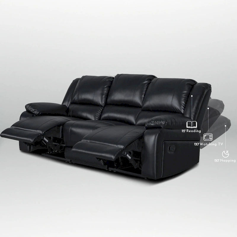 82 Width Modern Contemporary Faux Leather Manual Reclining Sofa