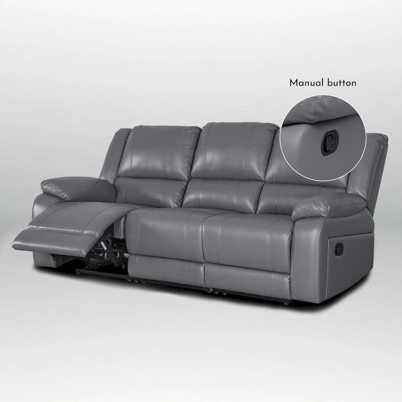 82 Width Modern Contemporary Faux Leather Manual Reclining Sofa