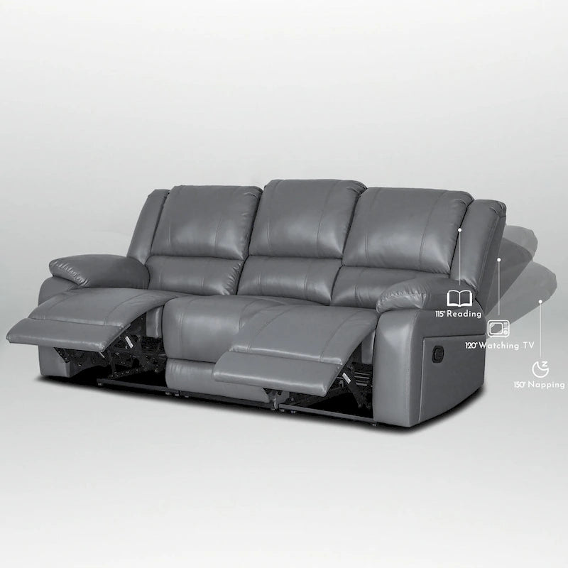 82 Width Modern Contemporary Faux Leather Manual Reclining Sofa