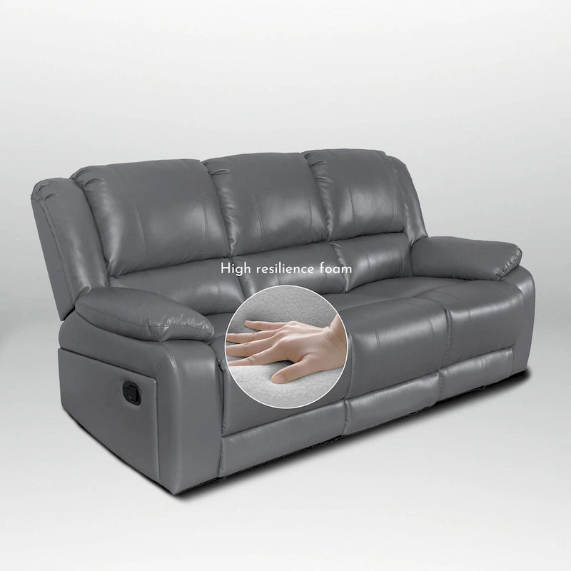 82 Width Modern Contemporary Faux Leather Manual Reclining Sofa