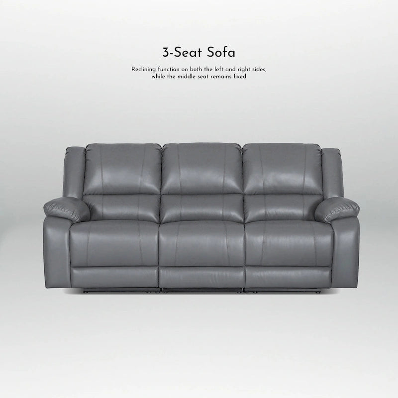 82 Width Modern Contemporary Faux Leather Manual Reclining Sofa