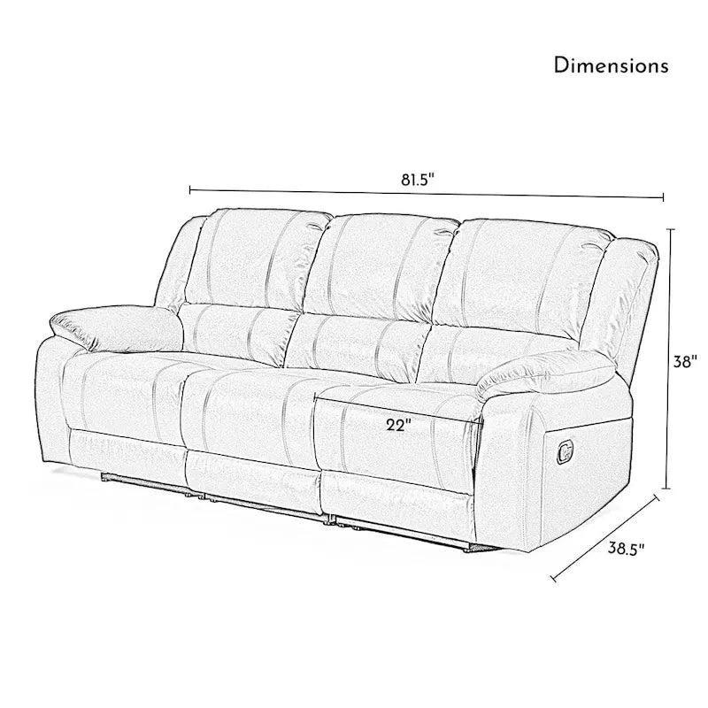 82 Width Modern Contemporary Faux Leather Manual Reclining Sofa