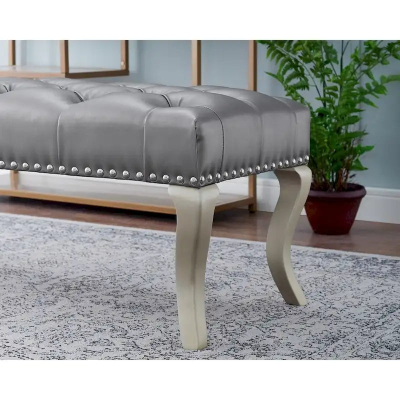 Decor Tufted Upholstered Seat with Nailhead Trim Bench
