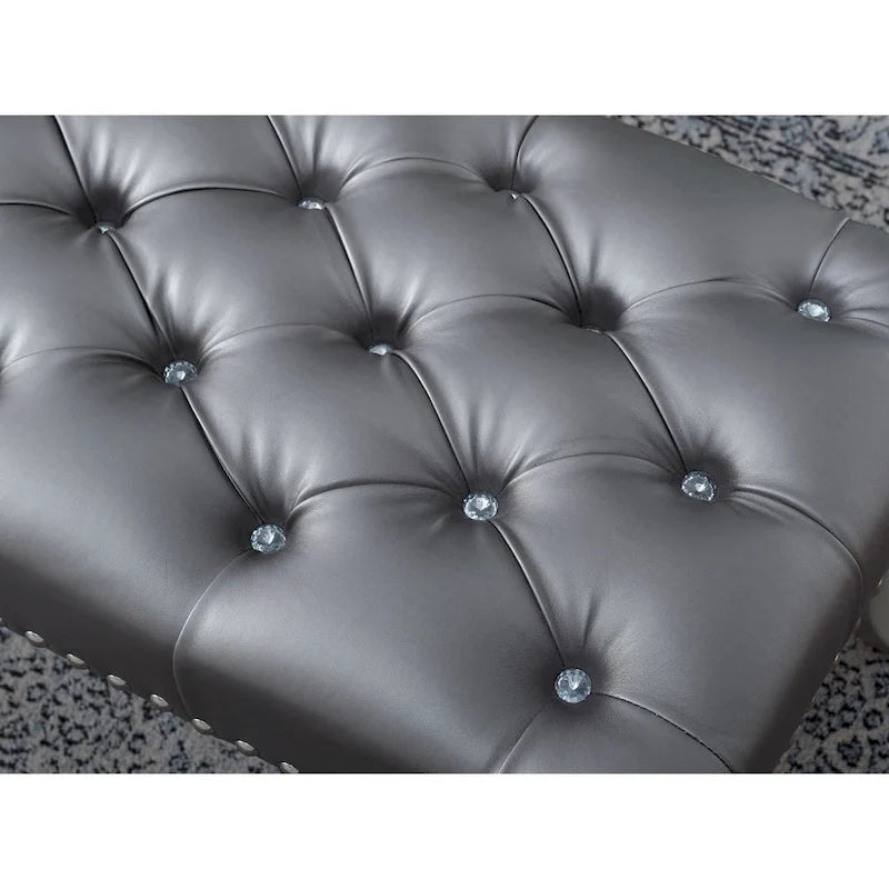 Decor Tufted Upholstered Seat with Nailhead Trim Bench