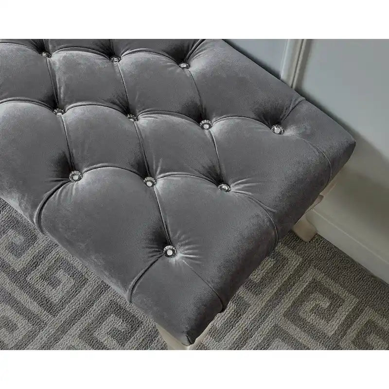 Decor Tufted Upholstered Seat with Nailhead Trim Bench