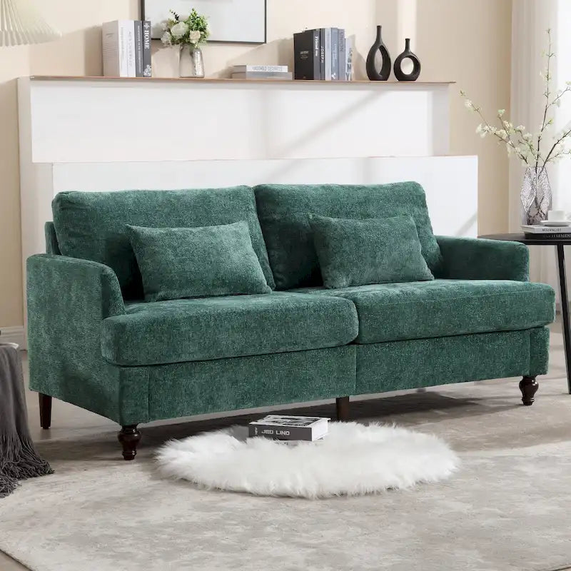 Upholstered Mid Century Modern Wood Frame Loveseat for Living Room