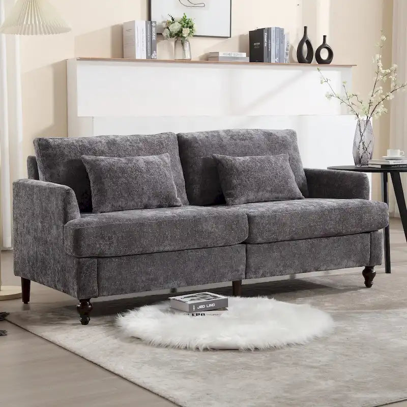 Upholstered Mid Century Modern Wood Frame Loveseat for Living Room