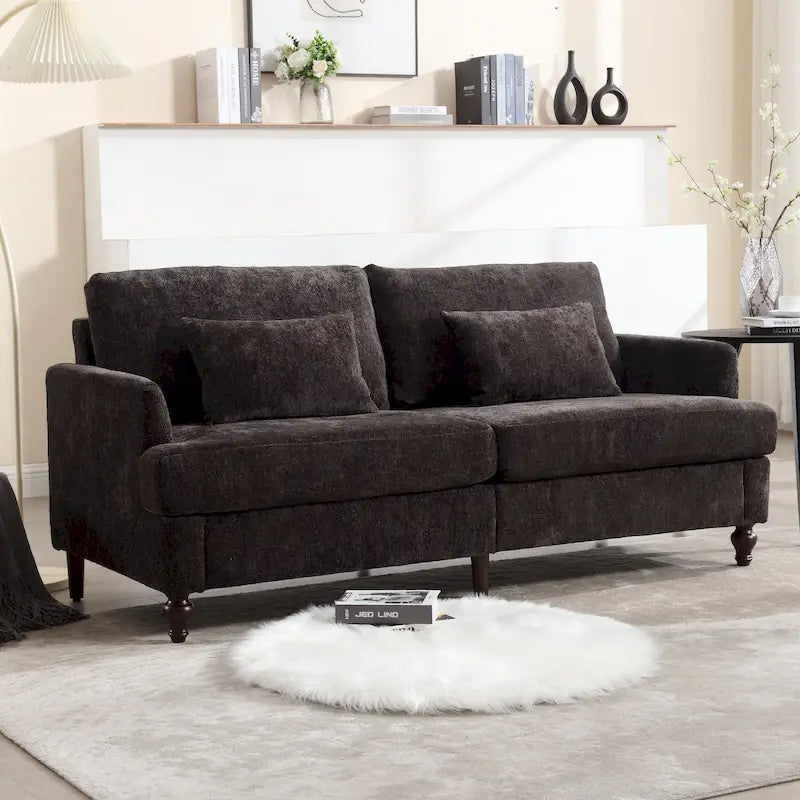 Upholstered Mid Century Modern Wood Frame Loveseat for Living Room