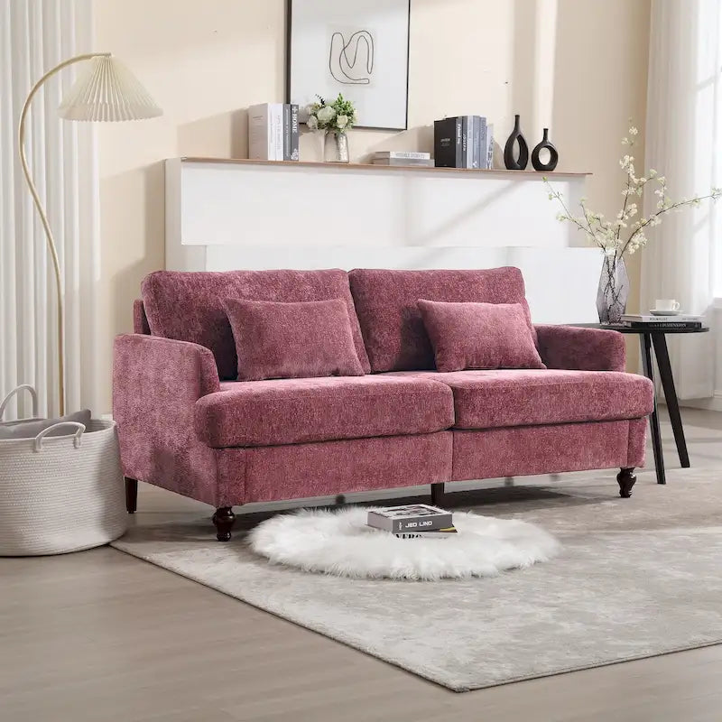 Upholstered Mid Century Modern Wood Frame Loveseat for Living Room