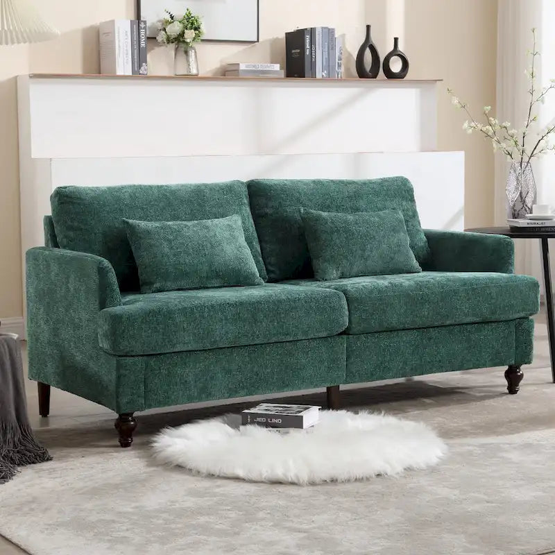 Upholstered Mid Century Modern Wood Frame Loveseat for Living Room