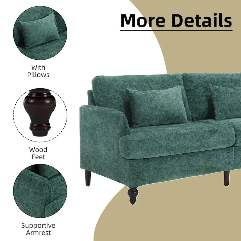 Upholstered Mid Century Modern Wood Frame Loveseat for Living Room